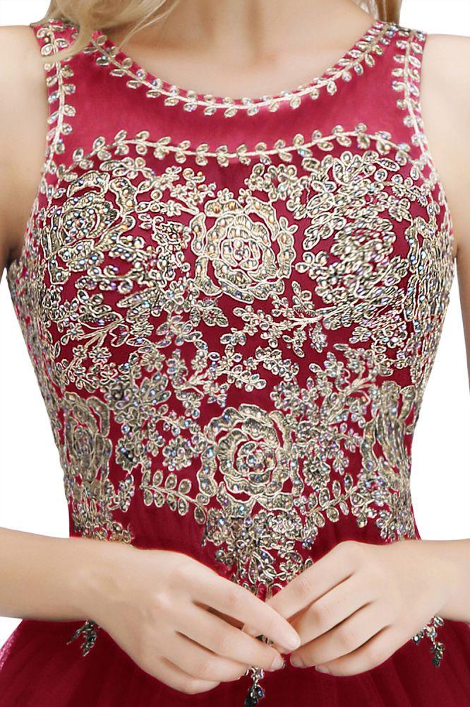 Ärmelloses A-Linien-Cocktailkleid mit funkelnden Perlen für den Homecoming-Ball