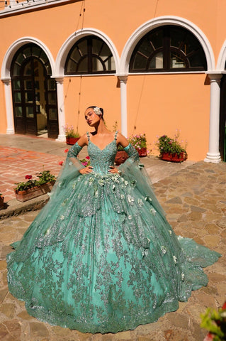 Ärmelloses Quinceanera-Kleid mit Engelsärmeln von Amarra 54293