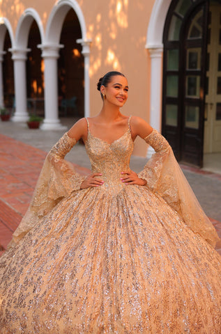 Ärmelloses Quinceanera-Kleid mit Glockenärmeln von Amarra 54303