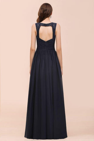 Ärmelloses schwarzes A-Linien-Abend-Maxikleid aus Chiffon, Brautjungfernkleid, formelles Kleid