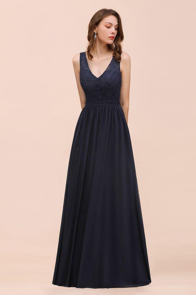 Sleeveless Black A-line Evening Maxi Dress Chiffon Bridesmaid Dress Formal Dress