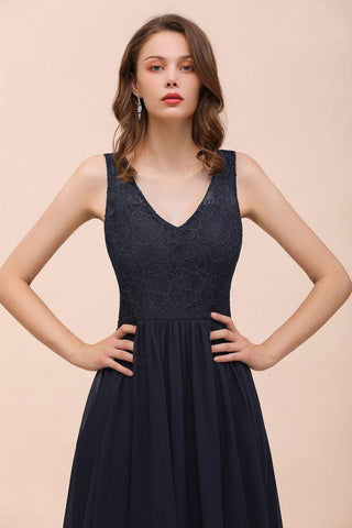 Ärmelloses schwarzes A-Linien-Abend-Maxikleid aus Chiffon, Brautjungfernkleid, formelles Kleid
