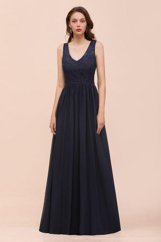 Ärmelloses schwarzes A-Linien-Abend-Maxikleid aus Chiffon, Brautjungfernkleid, formelles Kleid
