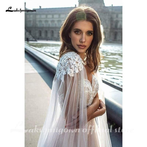 NumberSea Ärmelloses Bohe Beach A-Linien-Brautkleid
