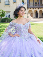 Sleeveless Cape Quinceanera Dress by House of Wu 26074