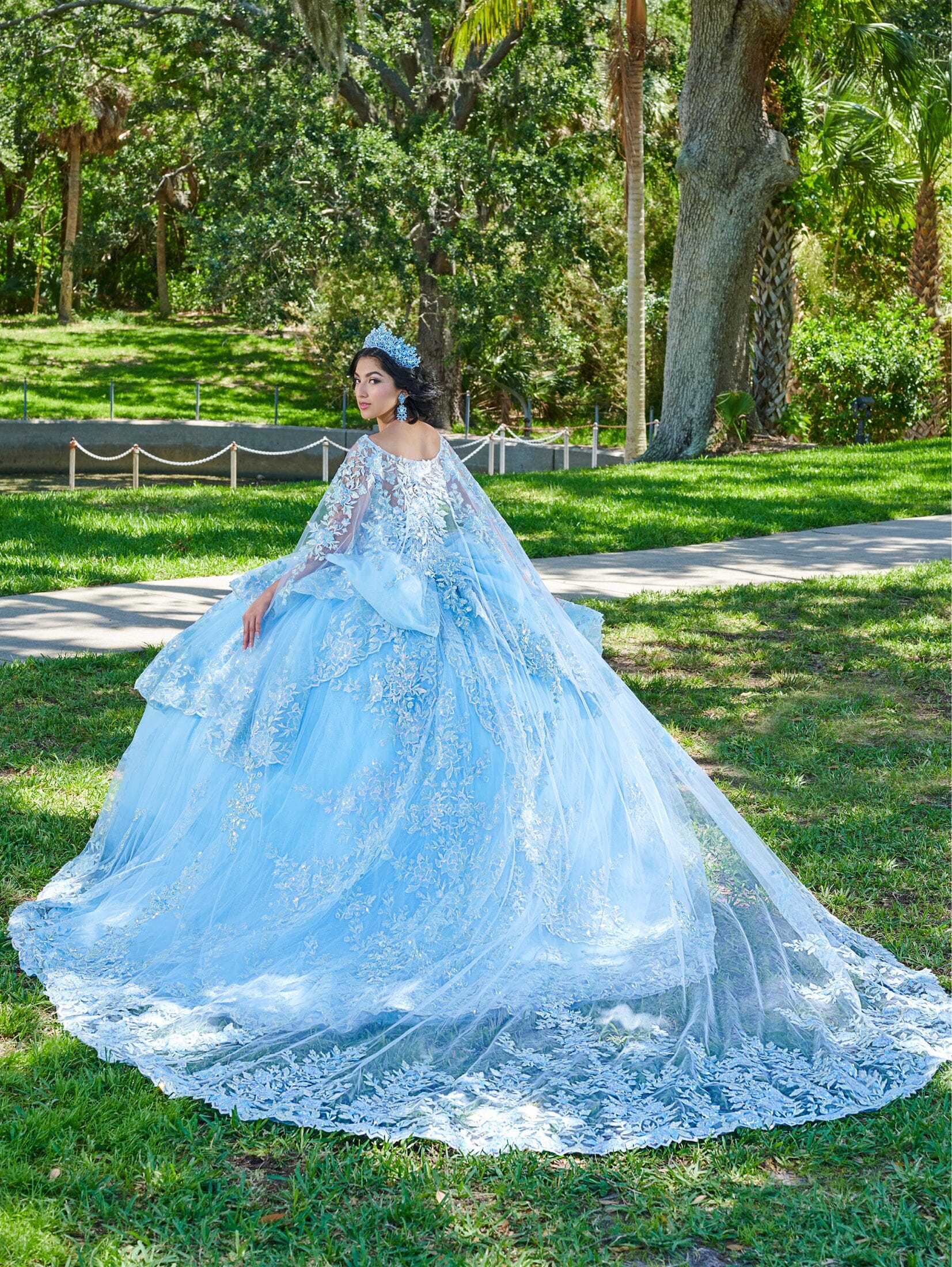 Sleeveless Cape Quinceanera Dress by House of Wu 26077