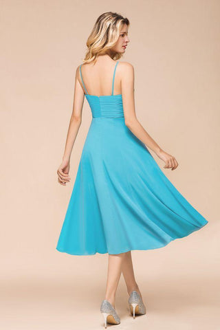 Ärmelloses Chiffon-Knöchellanges Brautjungfernkleid Mini-Strandkleid für Hochzeitsgäste