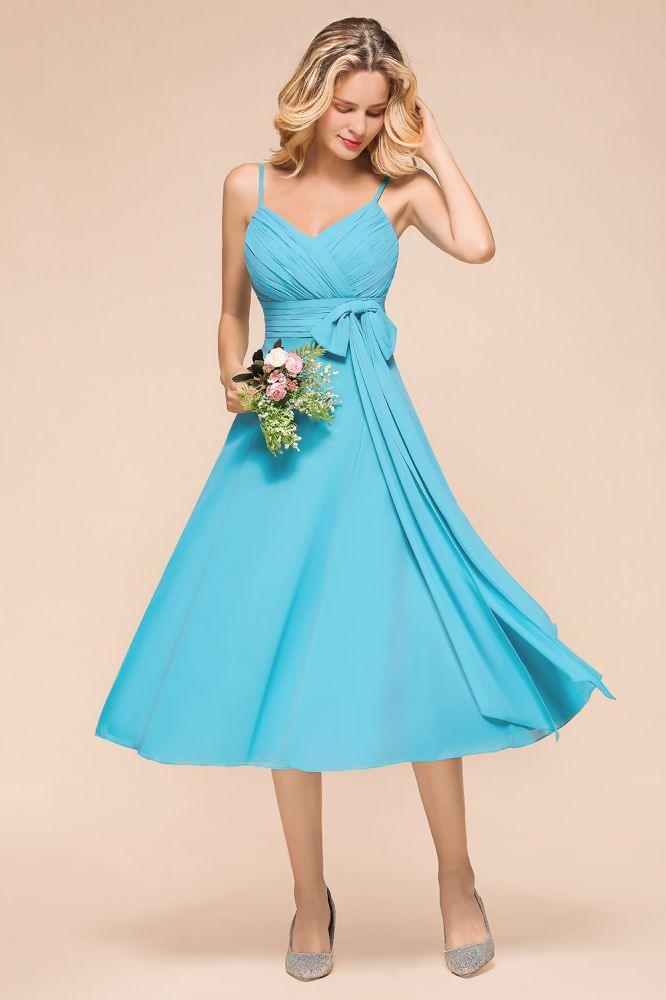Sleeveless Chiffon Ankle Length Bridesmaid Dress Mini Beach Wedding Guest Dress