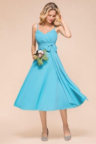 Ärmelloses Chiffon-Knöchellanges Brautjungfernkleid Mini-Strandkleid für Hochzeitsgäste