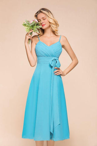 Ärmelloses Chiffon-Knöchellanges Brautjungfernkleid Mini-Strandkleid für Hochzeitsgäste