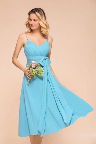Ärmelloses Chiffon-Knöchellanges Brautjungfernkleid Mini-Strandkleid für Hochzeitsgäste