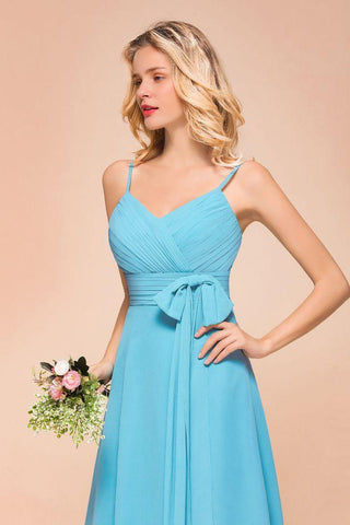 Ärmelloses Chiffon-Knöchellanges Brautjungfernkleid Mini-Strandkleid für Hochzeitsgäste