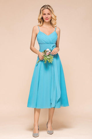 Ärmelloses Chiffon-Knöchellanges Brautjungfernkleid Mini-Strandkleid für Hochzeitsgäste
