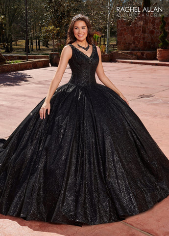 Vestido de quinceanera sem mangas com espartilho, de Rachel Allan RQ1127