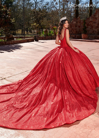 Vestido de quinceanera sem mangas com espartilho, de Rachel Allan RQ1127