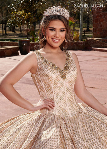 Vestido de quinceanera sem mangas com espartilho, de Rachel Allan RQ1127