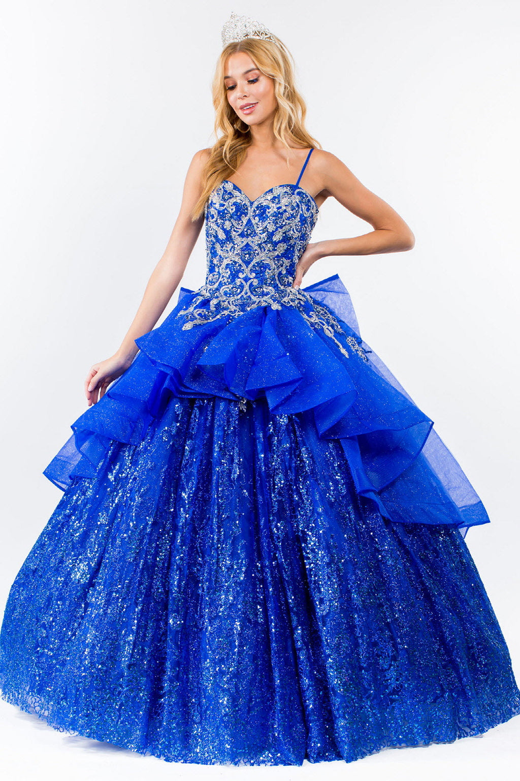 Vestido de baile sem mangas com glitter, de Elizabeth K GL1927