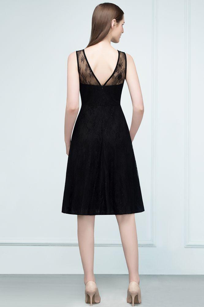 Sleeveless Lace A-line Knee Length Bridesmaid Dresses