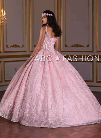Vestido de quinceanera sem mangas em renda da House of Wu 26940