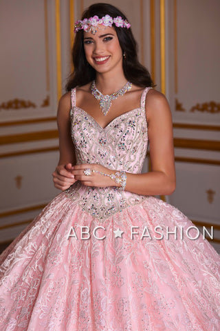 Vestido de quinceanera sem mangas em renda da House of Wu 26940