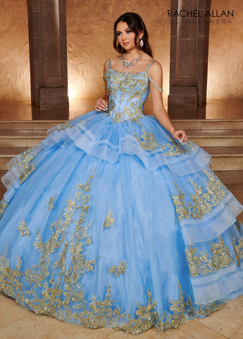 Ärmelloses Quinceanera-Kleid mit Lagenmuster von Rachel Allan RQ2169
