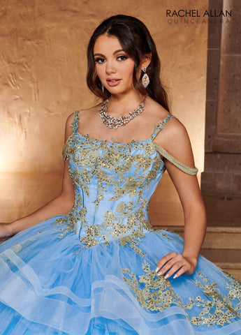 Ärmelloses Quinceanera-Kleid mit Lagenmuster von Rachel Allan RQ2169