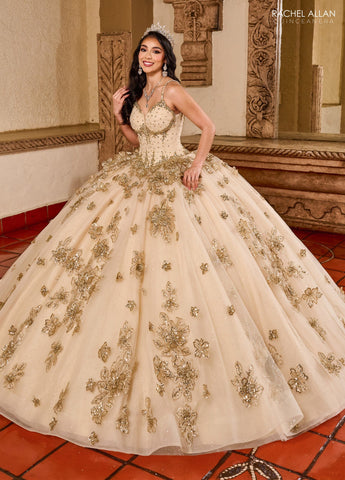 Vestido de festa de quinze anos sem mangas, de Rachel Allan RQ1149