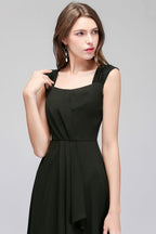 Sleeveless Ruffled Chiffon Black Bridesmaid Dresses
