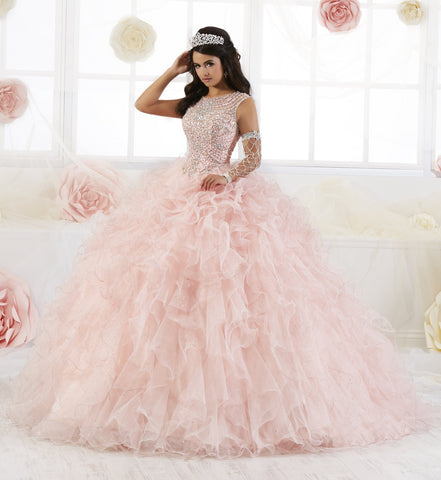 Ärmelloses Quinceanera-Kleid mit Rüschen von House of Wu 26901