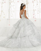 Sleeveless V-Neck Glitter Quinceanera Dress by House of Wu 26921