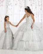 Sleeveless V-Neck Glitter Quinceanera Dress by House of Wu 26921