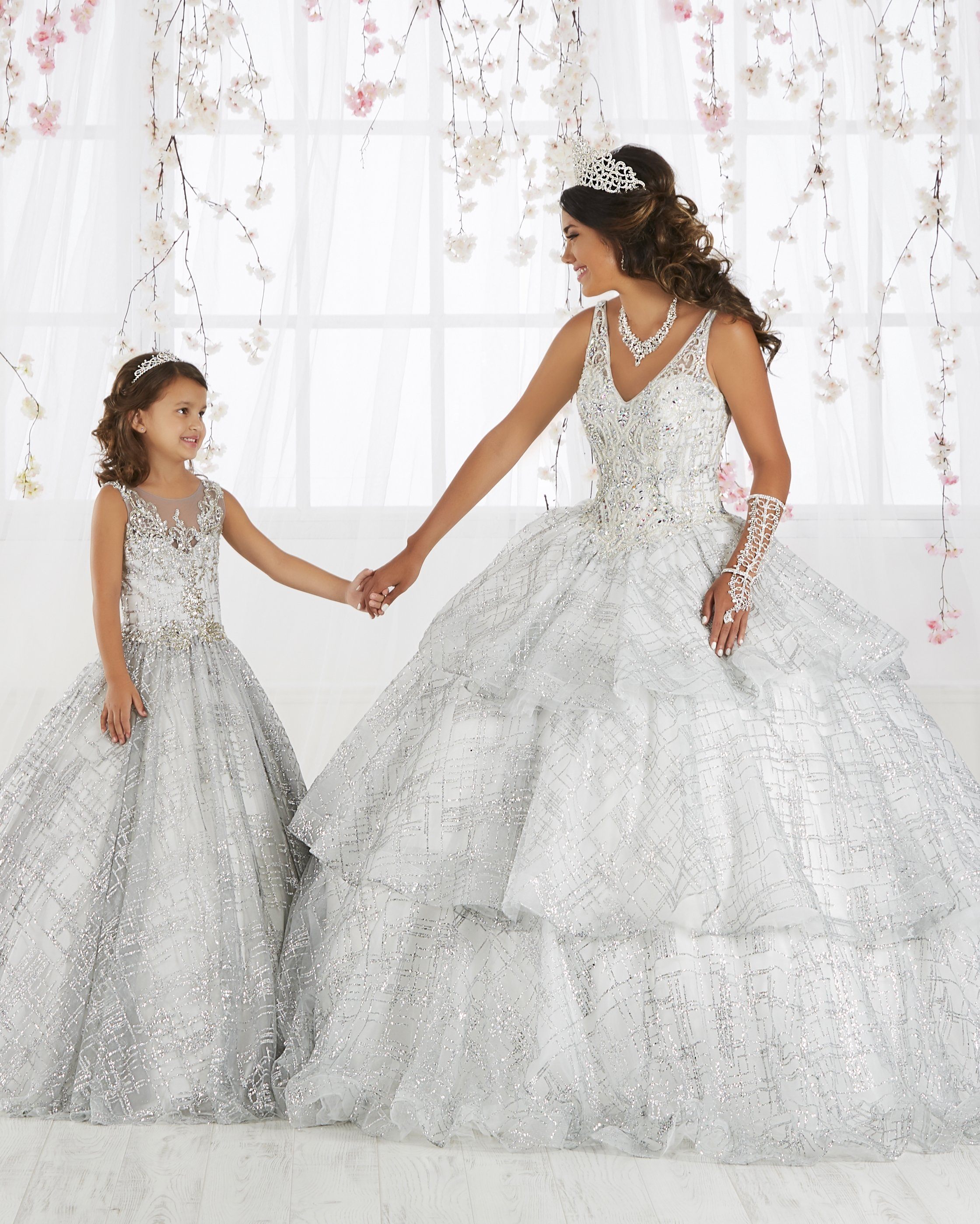 Sleeveless V-Neck Glitter Quinceanera Dress by House of Wu 26921