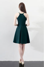 Slim Dark Green Aline Short Party Dress Homecoming Dresses Halter PD197
