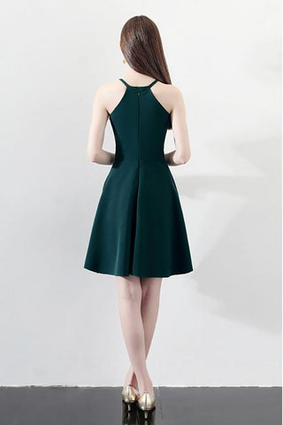 Schlankes dunkelgrünes Aline-Kurzes Partykleid Homecoming-Kleider Neckholder PD197