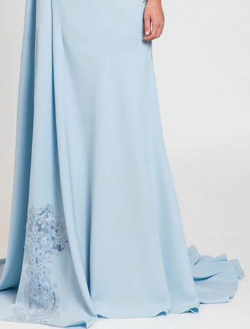 Meerjungfrau/Trompete Kleid für die Mutter der Braut, formelle Hochzeitsgastparty, elegant, Schmuckhals, Hofschleppe, Chiffon, Spitze, ärmellos, mit Schärpe/Bandapplikationen