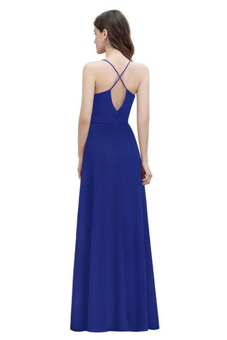 Spaghetti Bateau Aline Abend Maxikleid Pailletten Chiffon Brautjungfernkleid