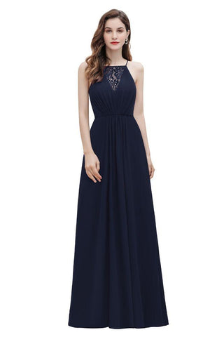 Spaghetti Bateau Aline Abend Maxikleid Pailletten Chiffon Brautjungfernkleid