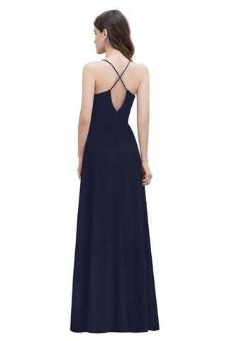 Spaghetti Bateau Aline Abend Maxikleid Pailletten Chiffon Brautjungfernkleid