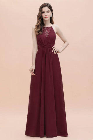 Spaghetti Bateau Aline Abend Maxikleid Pailletten Chiffon Brautjungfernkleid