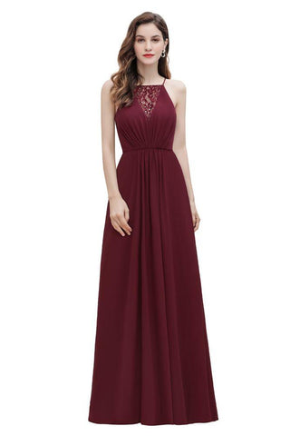 Spaghetti Bateau Aline Abend Maxikleid Pailletten Chiffon Brautjungfernkleid