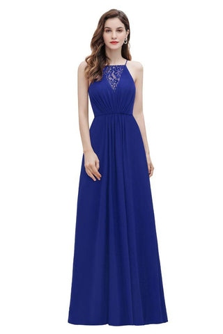 Spaghetti Bateau Aline Abend Maxikleid Pailletten Chiffon Brautjungfernkleid