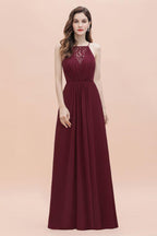 Spaghetti Bateau Aline Evening Maxi Dress Sequins Chiffon Bridesmaid Dress