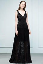 Spaghetti Floor Length A-line V-neck Lace Bridesmaid Dresses