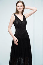 Spaghetti Floor Length A-line V-neck Lace Bridesmaid Dresses