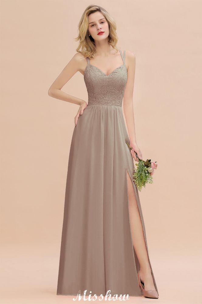 Spaghetti Slim Side Split Bridesmaid Dress Sky Blue V-Neck Wedding Party Dress