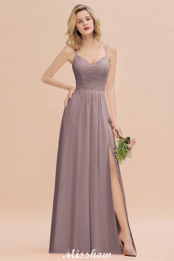Spaghetti Slim Side Split Bridesmaid Dress Sky Blue V-Neck Wedding Party Dress
