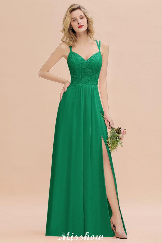 Spaghetti Slim Side Split Bridesmaid Dress Sky Blue V-Neck Wedding Party Dress