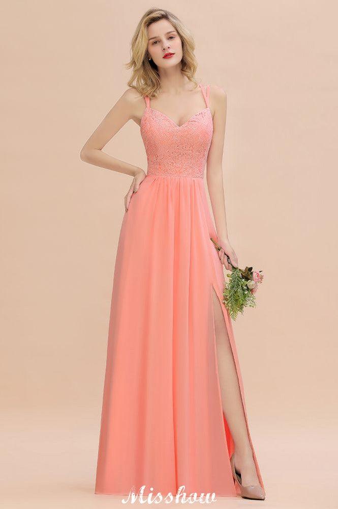 Spaghetti Slim Side Split Bridesmaid Dress Sky Blue V-Neck Wedding Party Dress