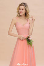 Spaghetti Slim Side Split Bridesmaid Dress Sky Blue V-Neck Wedding Party Dress