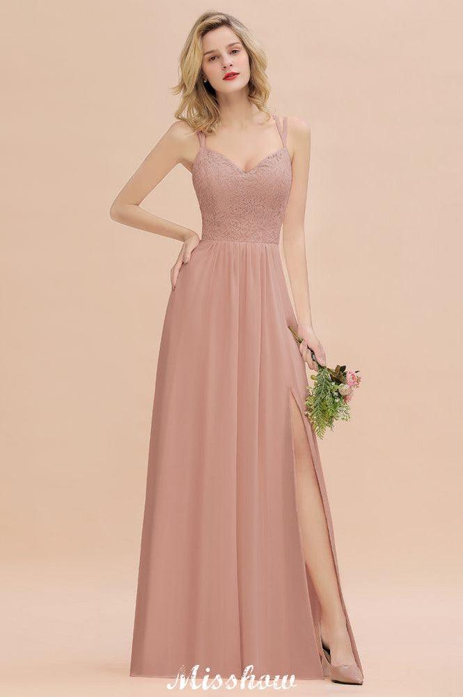 Spaghetti Slim Side Split Bridesmaid Dress Sky Blue V-Neck Wedding Party Dress